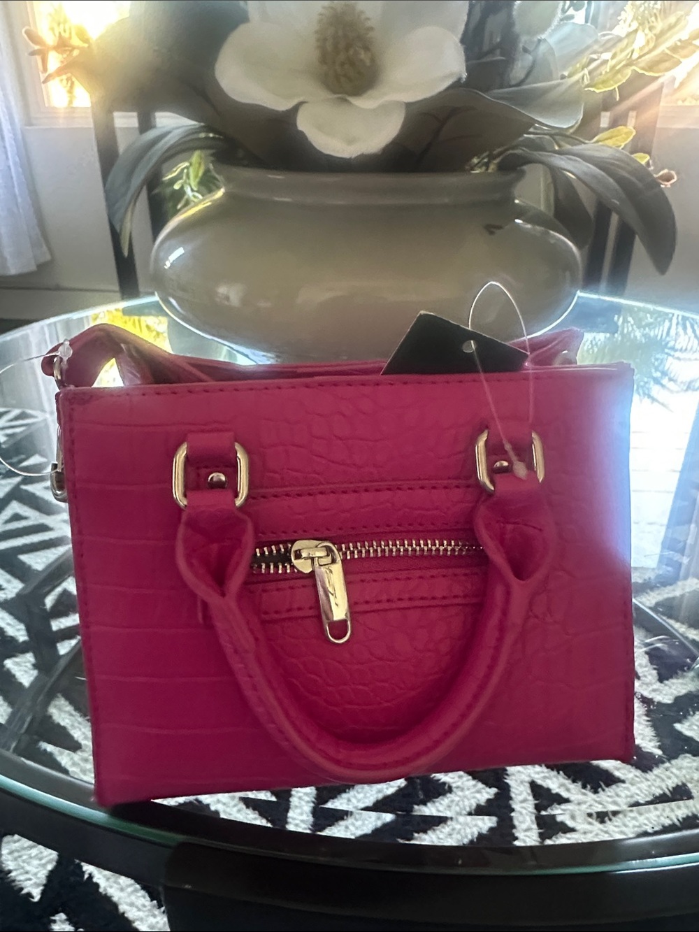 Target Hot Pink Croc-Embossed Mini Satchel with Gold Hardware